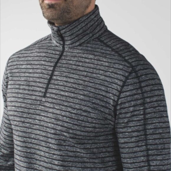 Lululemon Athletica Men's Surge Warm Grey/Black Long Sleeve Half Zip Shirt Large - Picture 4 of 16